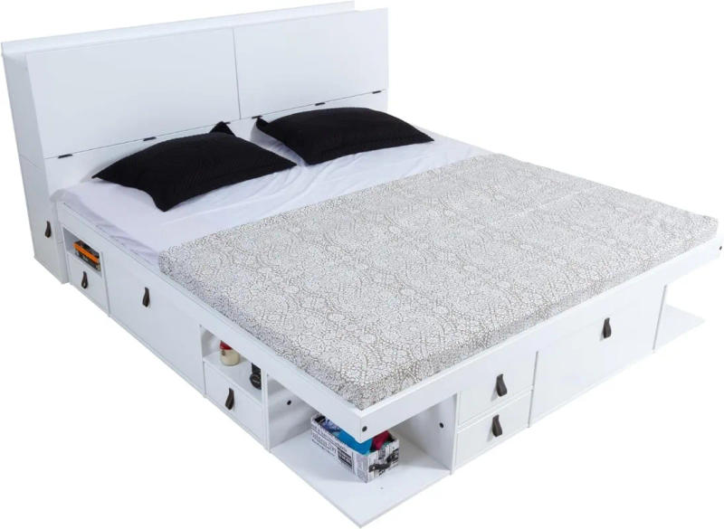 Description Picture 6 of itemBali Storage Set Platform Bed with Drawers + Storage Headboard (King Size White Wood) PLENTY OF STORAGE SPACE