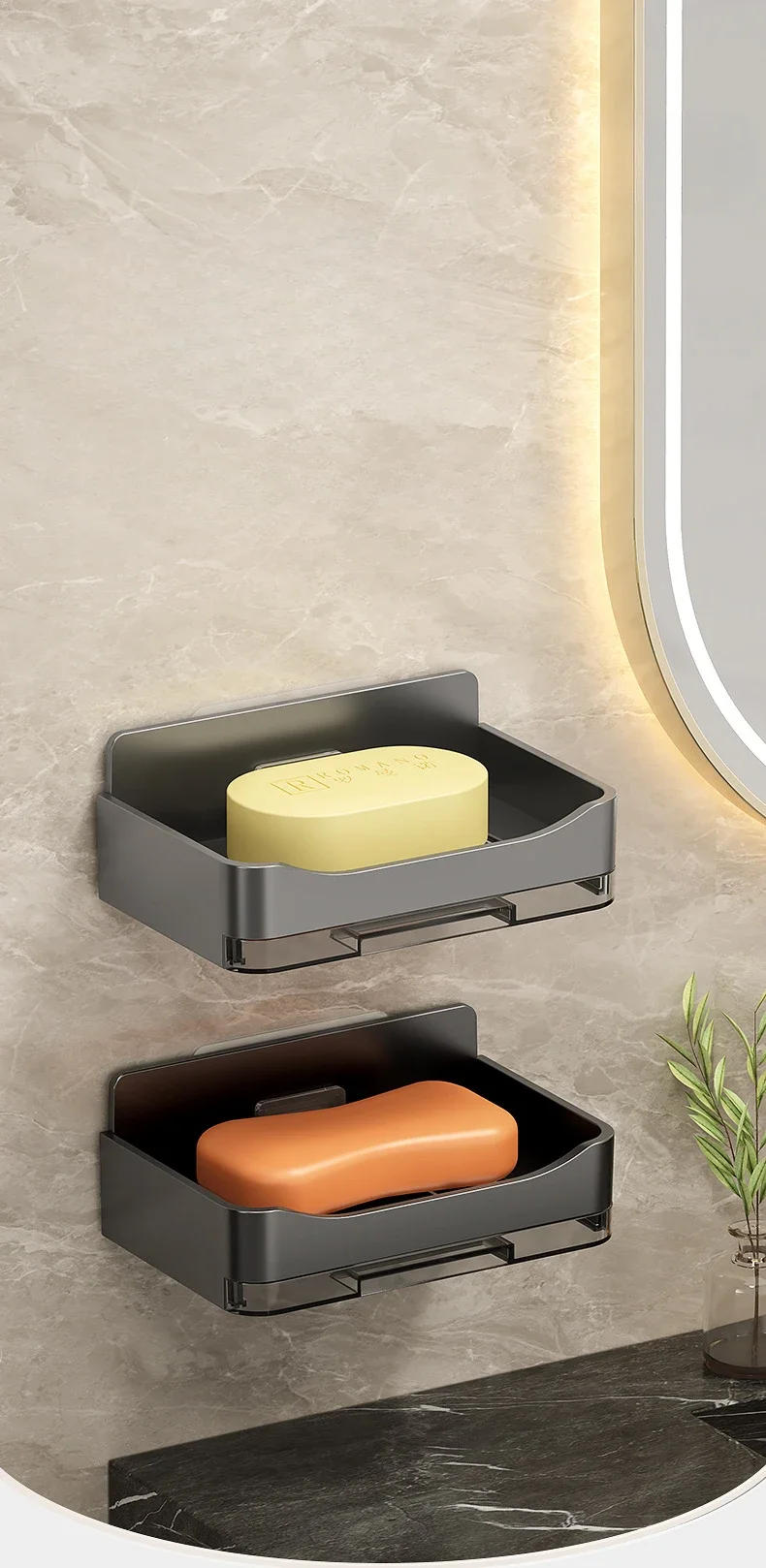 Description Picture 2 of itemBathroom Soap Holder Free-Punching Wall Mounted Soap Sponge Holder Organizer Double Drainage Soap Dish Bathroom Accessories
