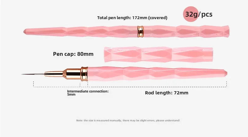 Description Picture 4 of itemNew 5pcs Rhombus Fine Liner Brush Nail Art Striping Brushes Thin Line Nail Brush Detail Painting Pen Gel Nail Painting Tools