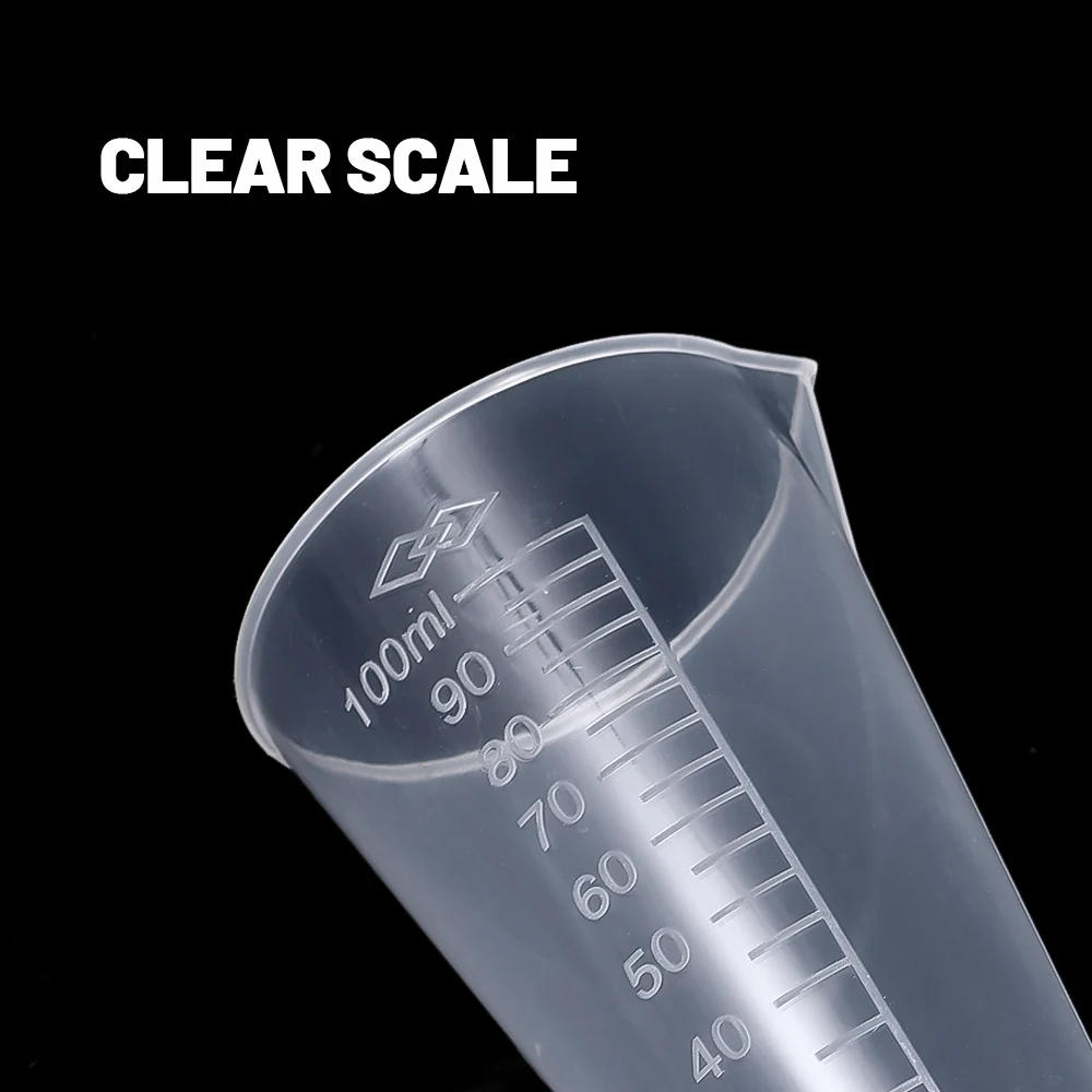 Description Picture 3 of item10-1Pcs Triangular Measuring Cup with Scale Transparent Plastic Graduated Cylinder Pour Spout Liquid Container Kitchen Bar Tool