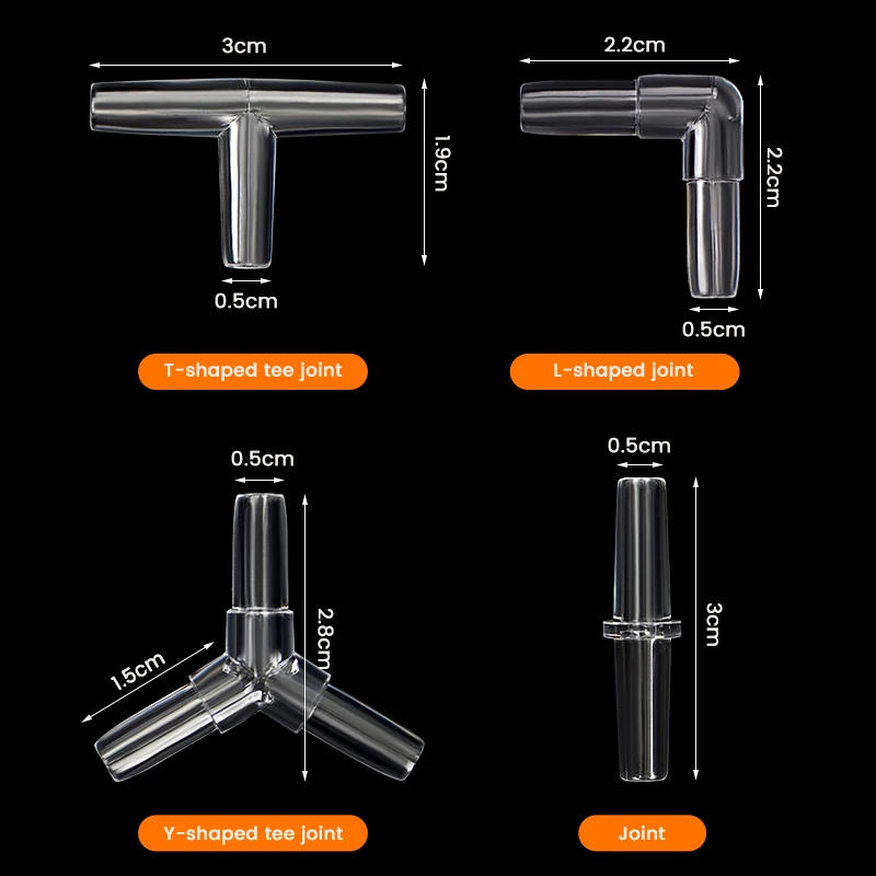 Description Picture 3 of item10Pcs/Lot Aquarium Airline Tubing Connectors Fish Tank Transparent Air Tube Adapters for 4CM Inner Diameter Air Line Hose