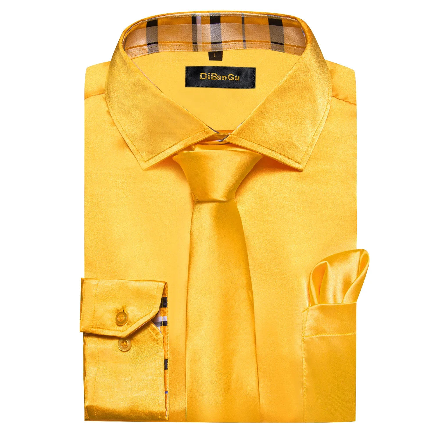 Description Picture 3 of itemMen's Purple Satin Luxury Dress Shirts Silk Smooth Soild Wedding Party Social Tuxedo Prom Shirt Long Sleeve Top Casual Men Cloth