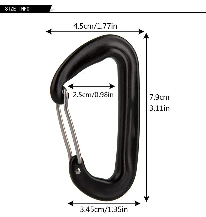 Description Picture 2 of itemProfessional Climbing Carabiner D Shape Mountaineering Buckle Hook 12KN Safety Lock Outdoor Climbing Equipment Accessory