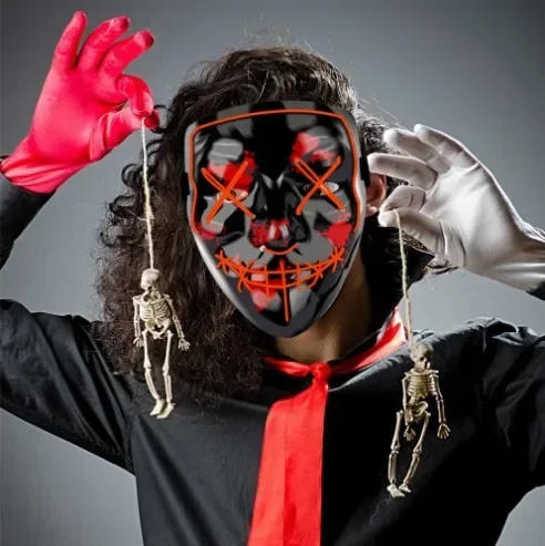 Description Picture 3 of itemWireless Halloween Neon LED Purge Mask Masque Masquerade Party Masks Light Grow in the Dark Horror Mask Glowing Masker