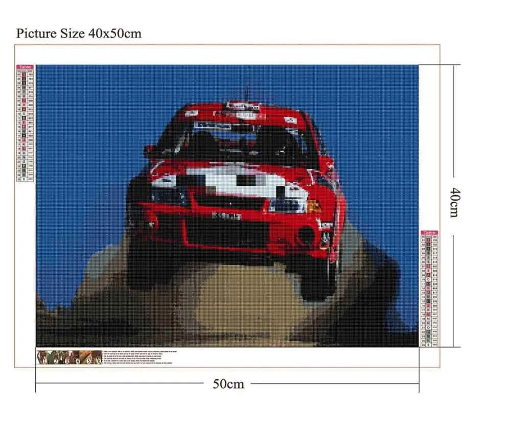 Description Picture 6 of item5D Diamond Painting Wall Art Decor, Modern Popular Colorful Racing Rally Car, Cross Stitch Rhinestones Embroidery Diamond Mosaic