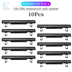 10Pcs/Lots 18x18W RGBWA+UV 6 in 1 LED Waterproof Wall Washer Outdoor Stage Wall Light DJ Disco Equipment Event Show Lighting