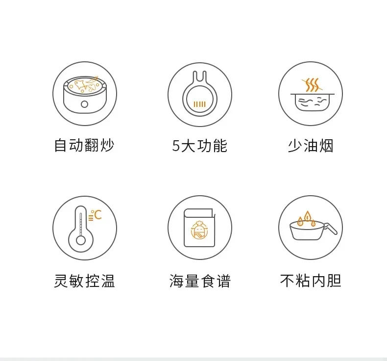 Description Picture 3 of itemJoyoung Cooking Machine Robot Electric Frying Pan Smoke free precise Temperature Control Intelligent Automatic Cooker CJ-A9 Gray