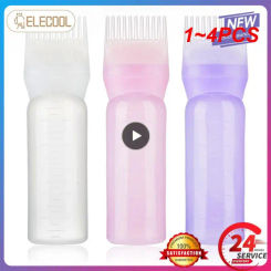 1~4PCS 120ml Hair Dye Refillable Bottle Applicator Comb Multicolor Plastic Dispensing Salon Oil Hair Coloring Hairdressing