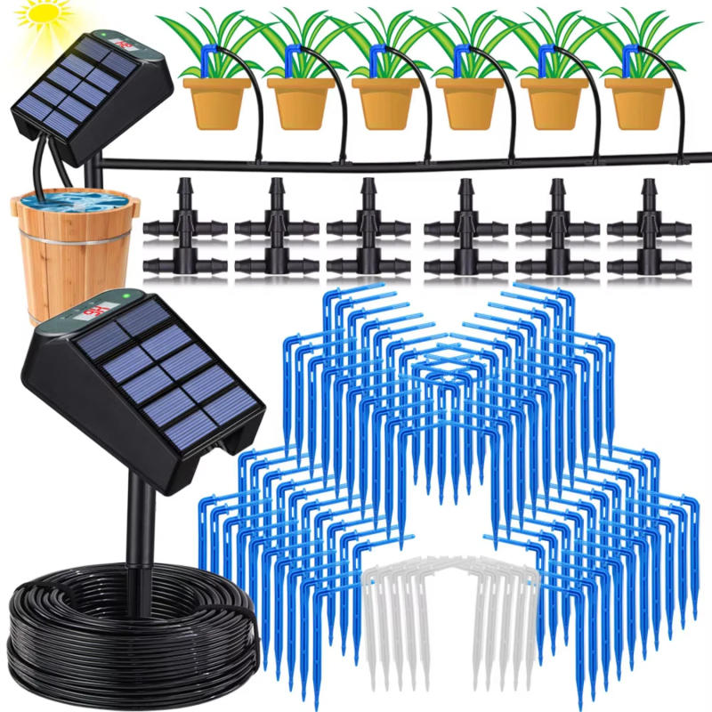 Description Picture 2 of itemThe  Garden Solar Timer Watering System Solar Powered Automatic Irrigation Kit  Balcony Potted Plants Drip Equipment Tool