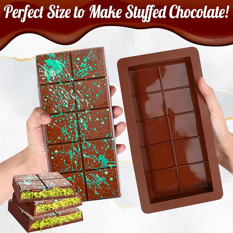 Description Picture 4 of item2pcs Chocolate Mold Silicone Bars Making Set,Break Apart Wax Melt Mold,Easy Release Mould Rectangle Durable NonStick for Protein