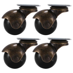 New [4 Pack] Swivel Top Plate Hooded Ball Caster Wheels, Antique Bronze (1.5-Inch No Brake)