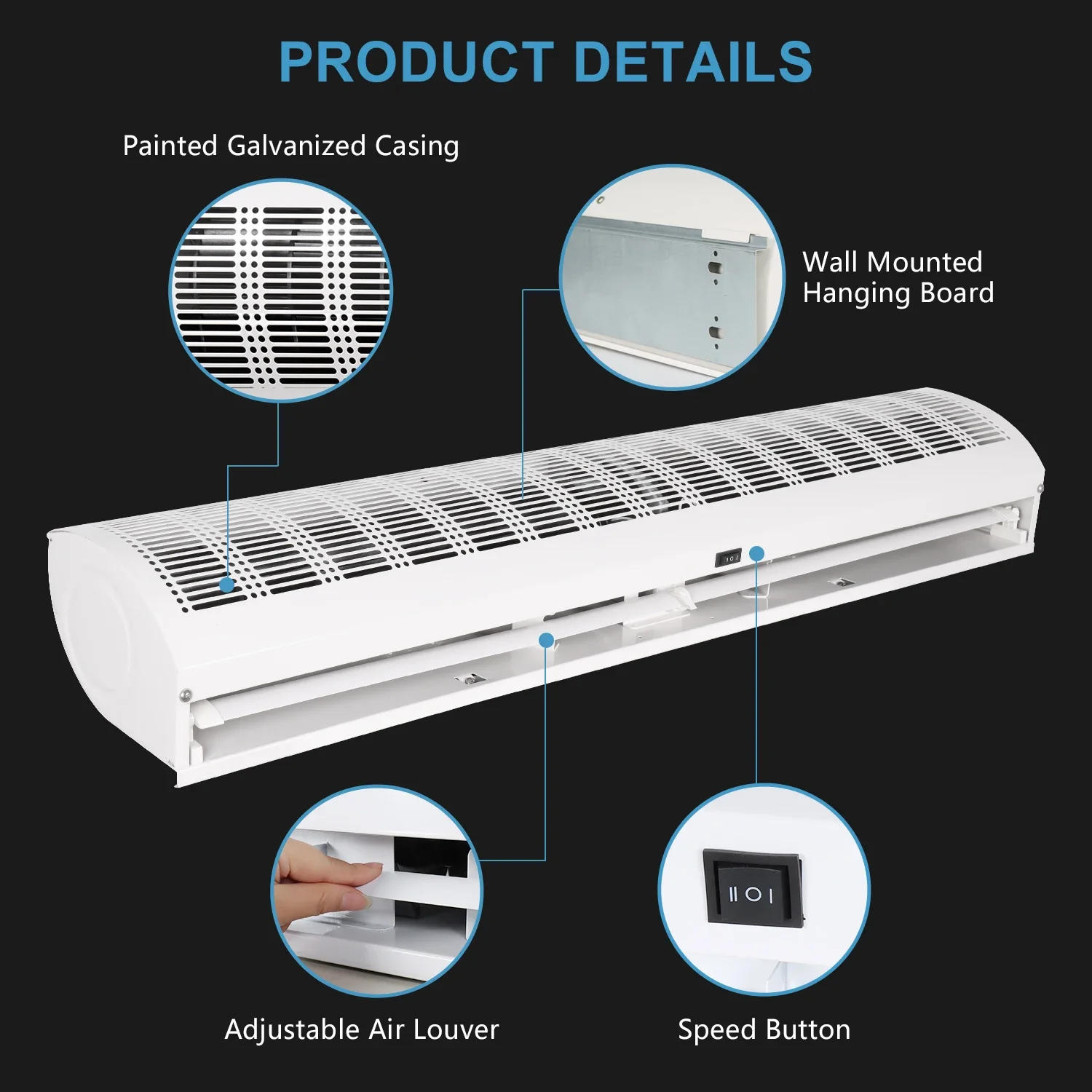 Description Picture 6 of itemAir Curtain MachineFactory Sale Industrial Type Cross Flow Cooling Cold Room Air Curtain 11m/s