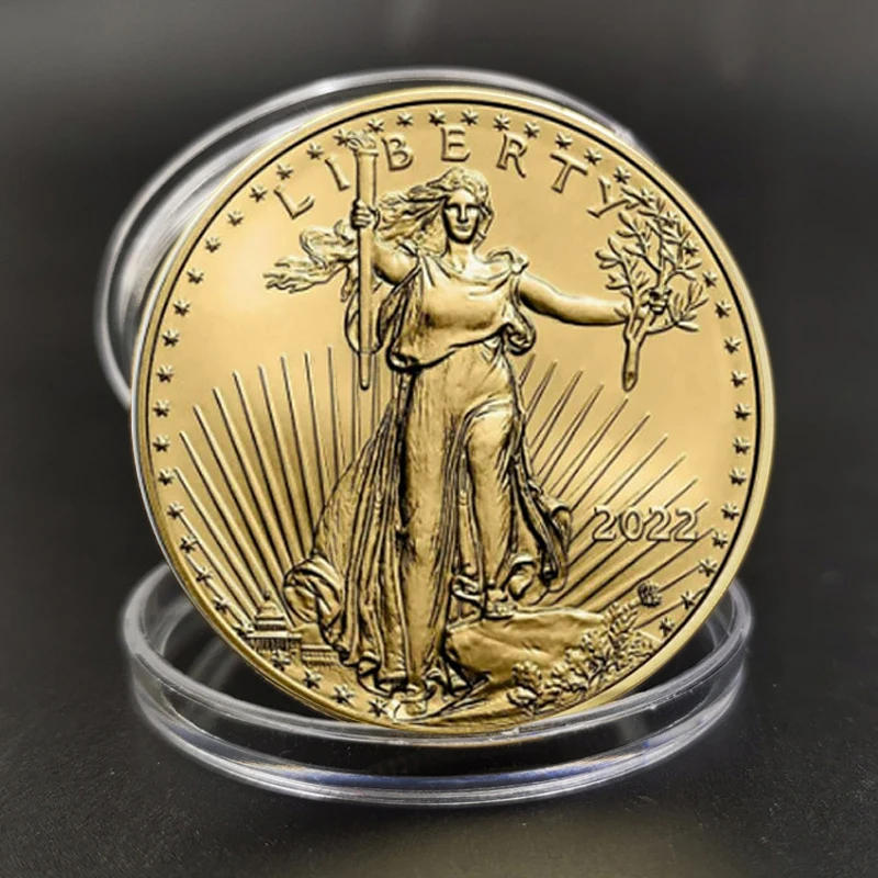 Description Picture 2 of itemLimited Edition 2022 Non-currency Coin Commemorative Liberty Goddess and 24K Gold Plated American Eagle Head Coin Badge of Honor