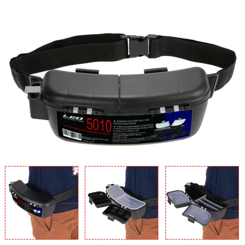 Description Picture 6 of itemPortable Fishing Tackle Box Storage Box Carrier Lure Holder Container Case Fishing Hooks Accessory Waist Belt Fishing Gear Box