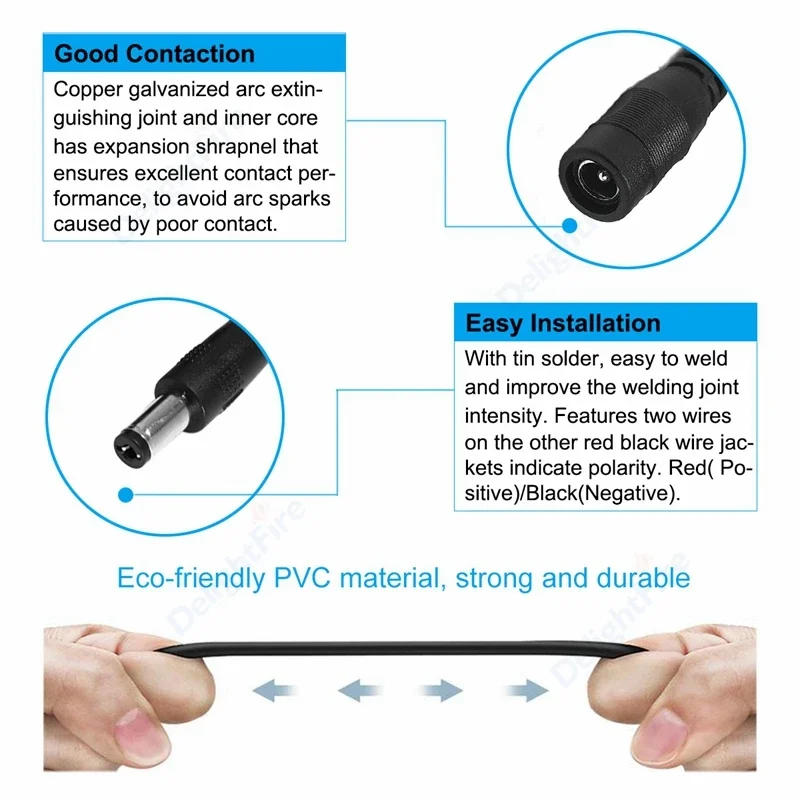 Description Picture 6 of itemDC Power Splitter Cable 1 To 2/3/4/5/8 Way Jack 5V 12V 5.5*2.1mm Power Adapter Connector Cord For LED Strip Lights CCTV Camera