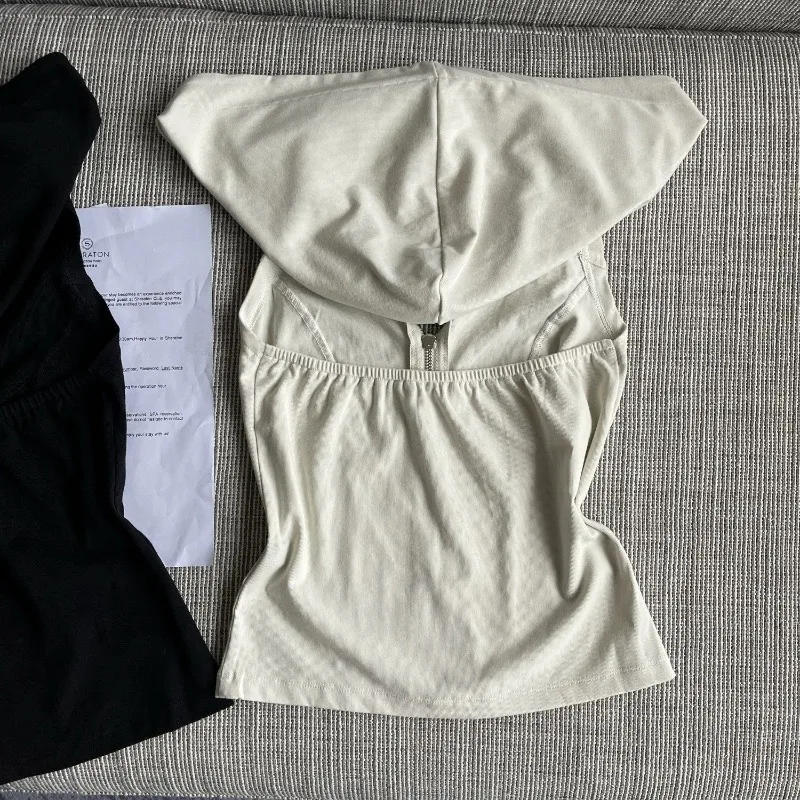 Description Picture 3 of itemHooded Tanks Sexy Women's Clothing Y2k Tops Backless Tunic Zipper Vest Crop Top 2025 Ropa Mujer Fashion Camis Summer Waistcoats
