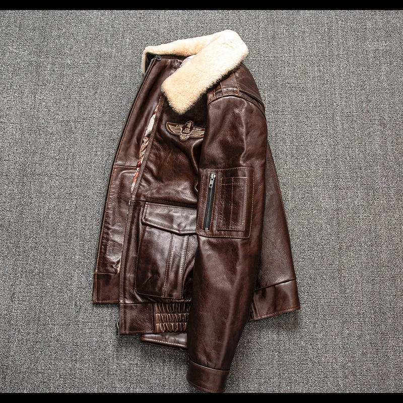 Description Picture 6 of itemTcyeek Men's Genuine Leather Jackets Short Slim Cow Leather Coat Male Clothing Autumn Winter Cotton Coats Chaquetas Hombre LM573