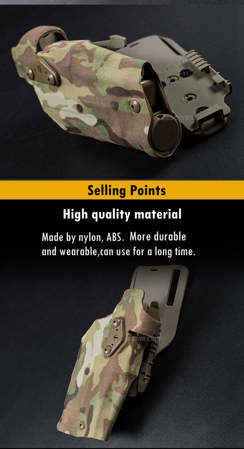 Description Picture 5 of itemTactical Pistol Holster Glock17 Gen4 G19 with X300 X300U Flashlight Quick Release Drop Leg Holsters Right Hand Airsoft Gun Carry