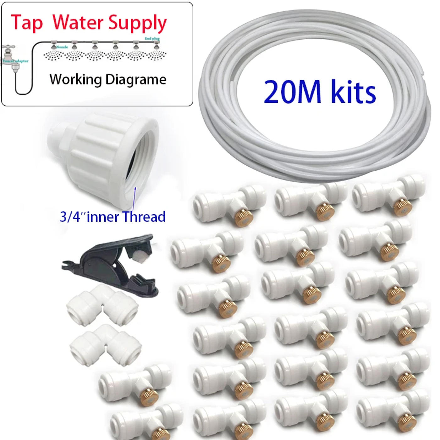 Description Picture 6 of itemDIY Quiet Misting Cooling System Kits with DC24V Quiet Water Pump Fog Nozzle Sprayer for Patio, Garden,Greenhouse, Backyard