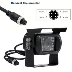HD Backup Camera with Infrared Night Vision, Wide View Angle 4 Pin Connector - Ideal for RVs, Trucks, Trailers, Buses