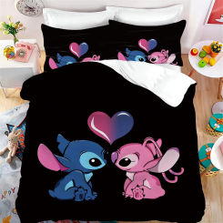 Bedding Set with Disney Lilo and Stitch Pattern Decorative Duvet Cover Set,Children's Soft Pillowcase Home Soft & Comfortable