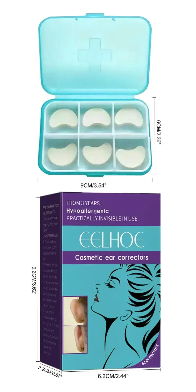 Description Picture 2 of item6pcs Ear Patch Corrector Veneer Ear Change Ear Correction Vertical Version Photo V Face Sticker Photo Stereotyped V Face Sticker