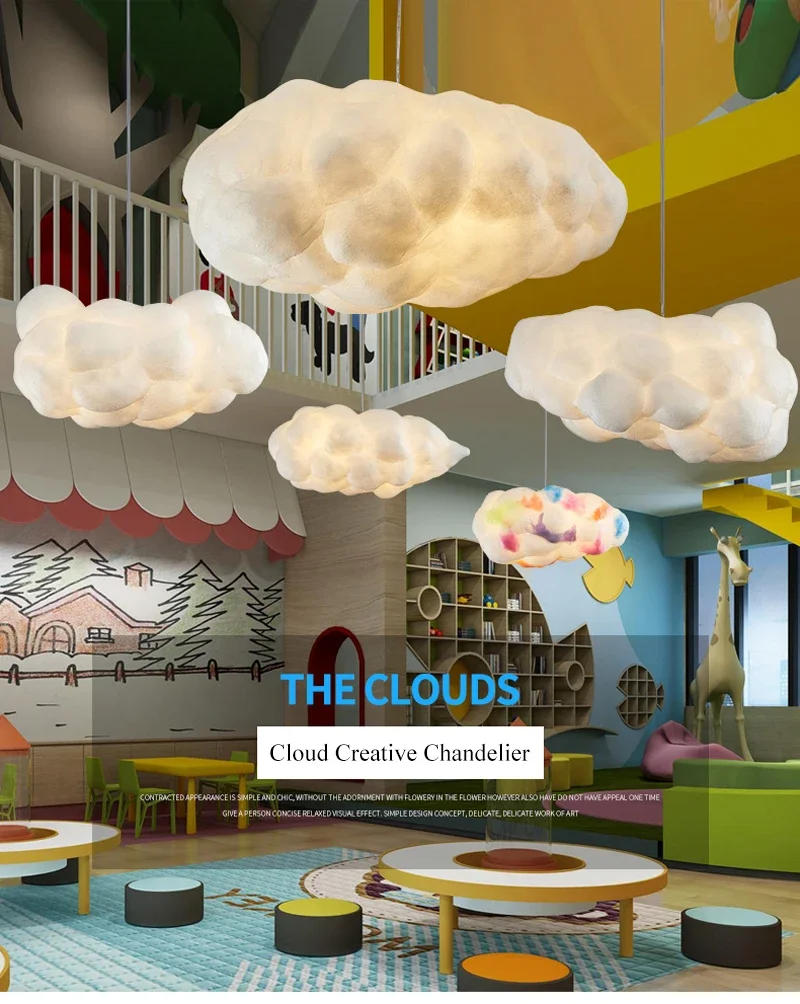 Description Picture 2 of itemNordic Simulation Cloud Pendant Light For Living Room Restaurant Kids  Silk Cotton Led Indoor Decor Lighting