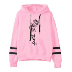 Womens Hoodie Flower Printing Pullovers Stripe Jogging Sports Tops Clothing Casual Versatile Daily Woman Hooded Sweatshirts