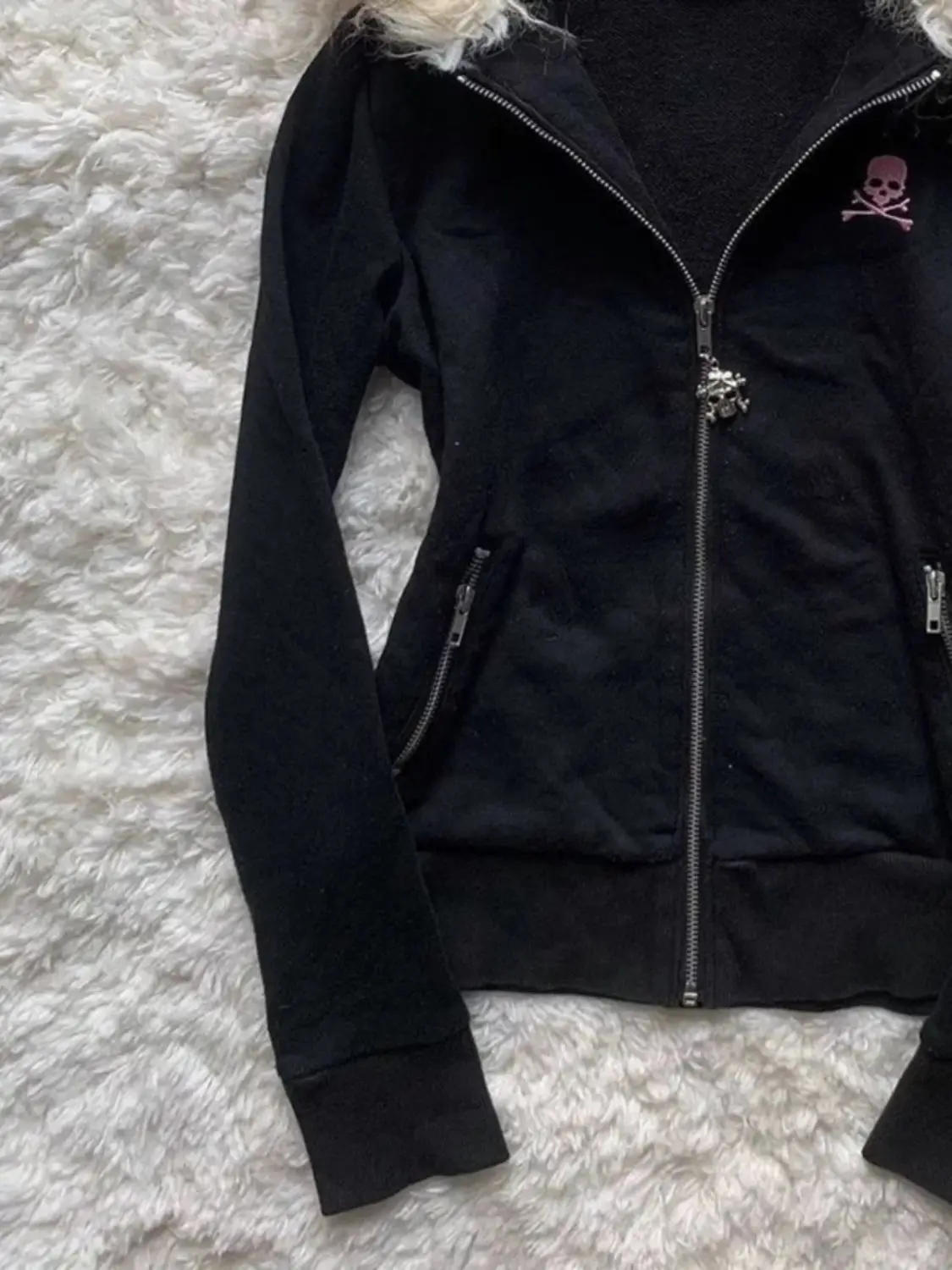 Description Picture 5 of itemWinter New Hooded Jacket Street Wear Harajuku Retro Versatile Long Sleeve Wool Warm Zipper Gothic Y2K Comfortable Long Sleeve