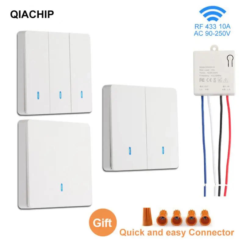 Description Picture 3 of itemWireless Smart Switch 1/2/3 Gang RF 433Mhz Wall Panel Switch With Remote Control Mini Relay Breaker 220V Led Light Lamp Fan