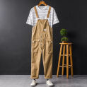 Men Y2K Fancy Color Bib Overalls Loose Pockets Cargo Cotton Pants Casual Plus Size Jumpsuits Coveralls