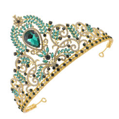 Vintage Wedding Rhinestone Tiara Baroque Royal Headband Bridal Hair Accessories ( Green )