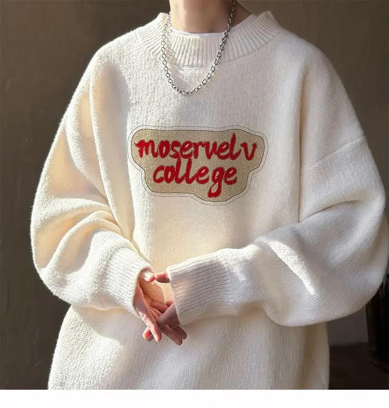 Description Picture 4 of itemAmerican Casual Sweater Men's Autumn Winter Teenagers Wear Oversize Large Size Knitwear Couples Fashion Wear Tops Men Clothing