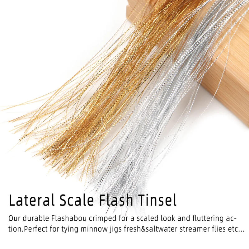 Description Picture 3 of itemVampfly 1/2packs Lateral Scale Flash Tinsel Fly Tying Materials For Minnow Jigs Bass Trout Saltwater Streamer Flies Fishing Lure