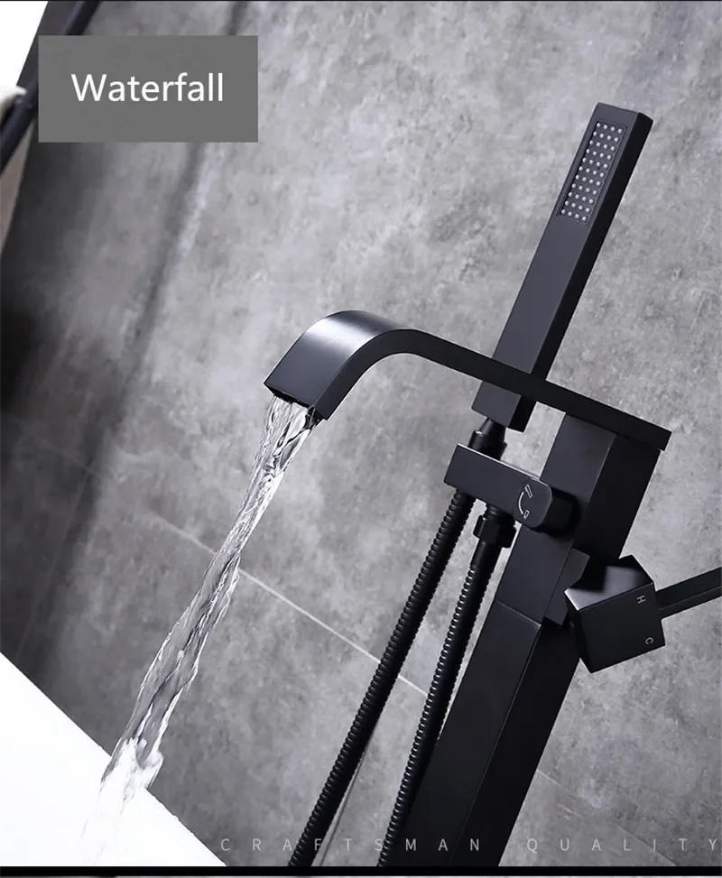 Description Picture 6 of itemBathtub Faucet + Handheld Shower Free Standing Rose Gold  Mixer Taps Floor or Wall Mounted Mixer