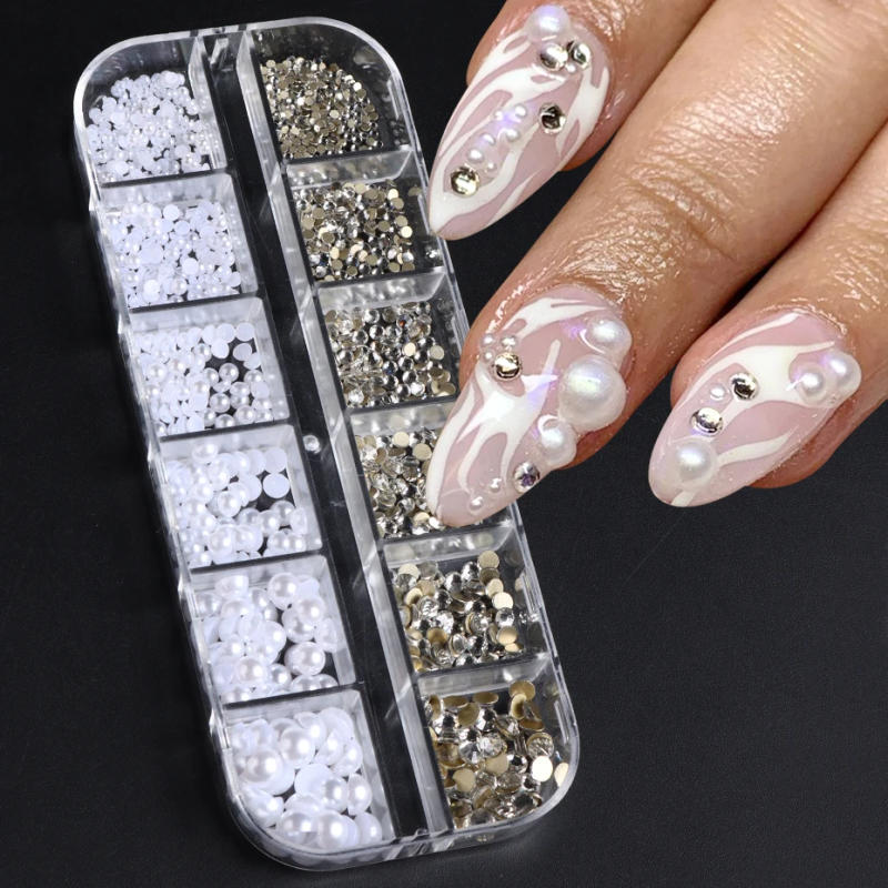 Description Picture 6 of itemMixed Pearl Nail Charms Rhinestones Shiny Crystal Diamond Gems 3D Glitter Nail Art Decorations Pearls DIY Manicure Supplies