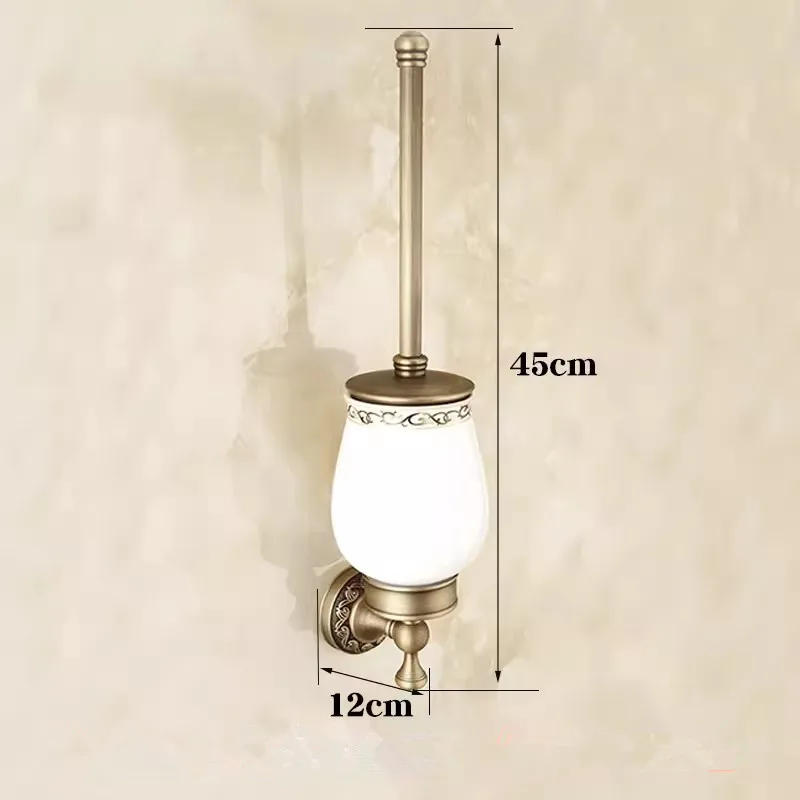 Description Picture 3 of itemTuqiu Antique Toilet Brush Holder with Brush Brass Bathroom Toilet Scrub Cleaning Brush Holder Set