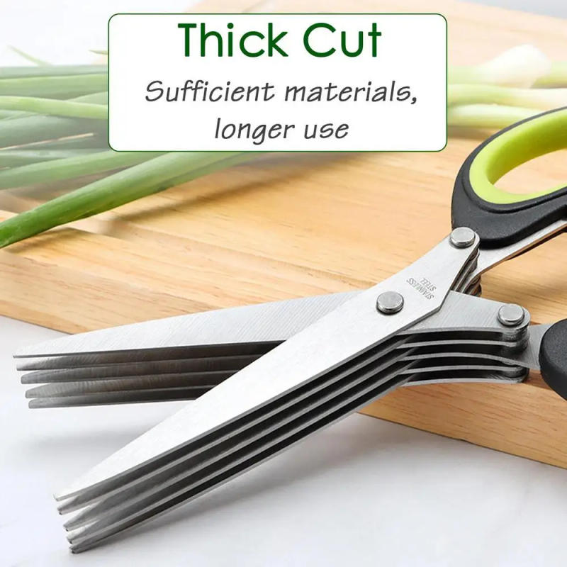 Description Picture 5 of itemMulti Layer Scissor Kitchen Shears 5 Blade Stainless Steel Scallion Cutter Laver Spices Herb Chive Cutter For Cutting Cilantro