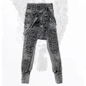 Men Asymmetric Heavy Industry Deconstructed Straight Pants Dark Grey Distressed Casual Harem Pant Casual Trousers for Men