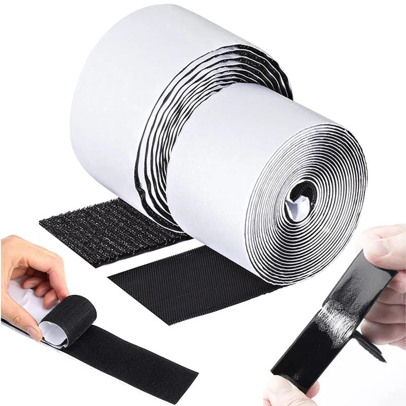 Description Picture 2 of item1M Magic Tape Hook and Loop Strong Self Adhesive Fastener Black White Hook Loop Tape Sticky Back Strip for Sewing Home Mounting