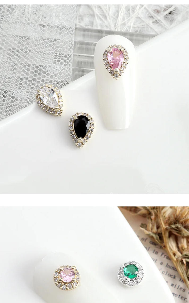 Description Picture 3 of item3PCS Small Luxury Glitter Zircon Full Diamonds Wrapped Round Drop Jewelry Alloy Nail Art Rhinestones Decorations Manicure Charms