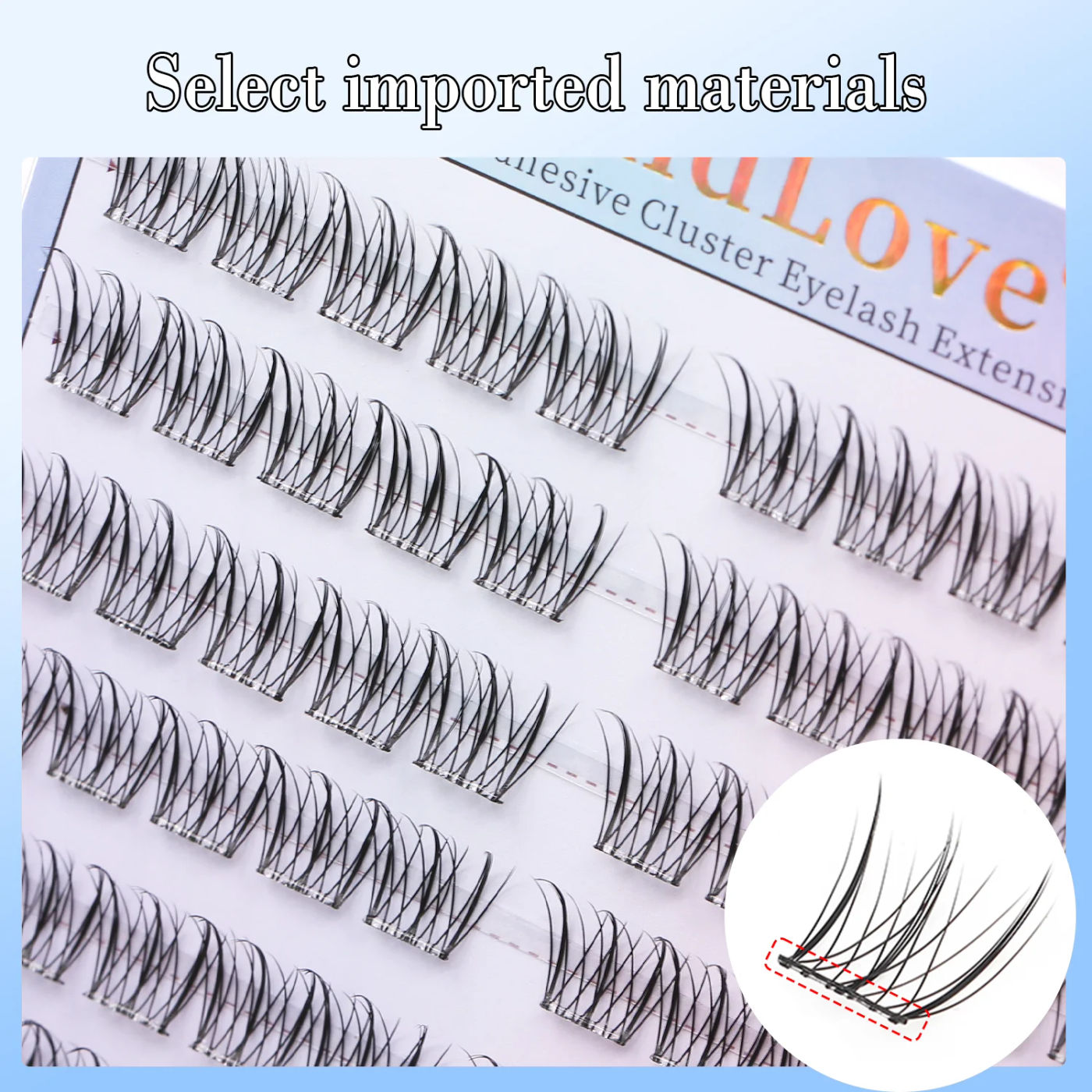 Description Picture 4 of item60 Clusters Pre Glued Lashes 11-13mm Natural Wear No Glue Needed Eyelash Reusable Self Adhesive Eyelashes Wispy Eyelash Makeup