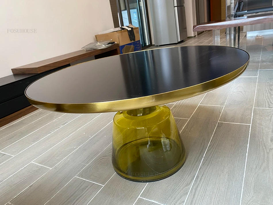 Description Picture 5 of itemTempered Glass Coffee Table for Living Room Furniture Nordic Corner Table Set Light Luxury Stainless Steel Home Round Side Table