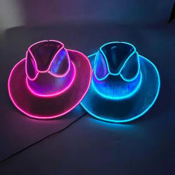 Halloween Rave Glowing Light Up Bar Mexican Hat LED Luminous Cowboy Cap Bachelor Party Props Neon Hat Festival Supplies