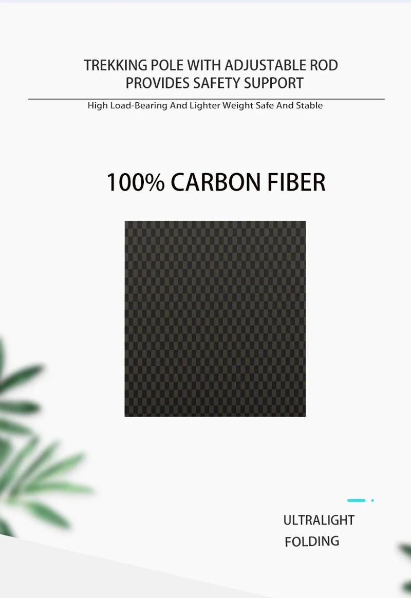 Description Picture 4 of item2PCS Carbon Fiber Five Section Folding Hiking Stick Ultra Lightweight Portable Hiking Stick Walking Pole（s) Hiking Accessories