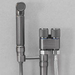 Gray Hygienic Shower for Bathroom Toilet Bidet Shower Head Double Outlet Angle Valve of Bathroom Accessories Bidet Toilet Seat