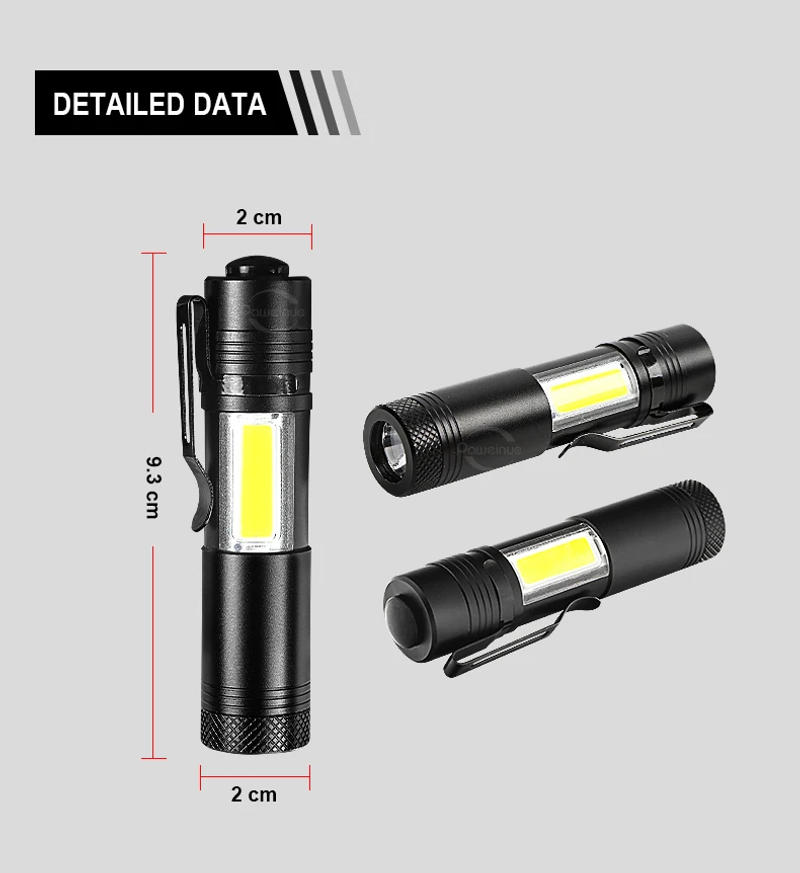 Description Picture 4 of itemPortable Mini Flashlight COB Light Rechargeable LED Torch Strong Light Camping Fishing Work Emergency Lamp Lantern With Pen Clip