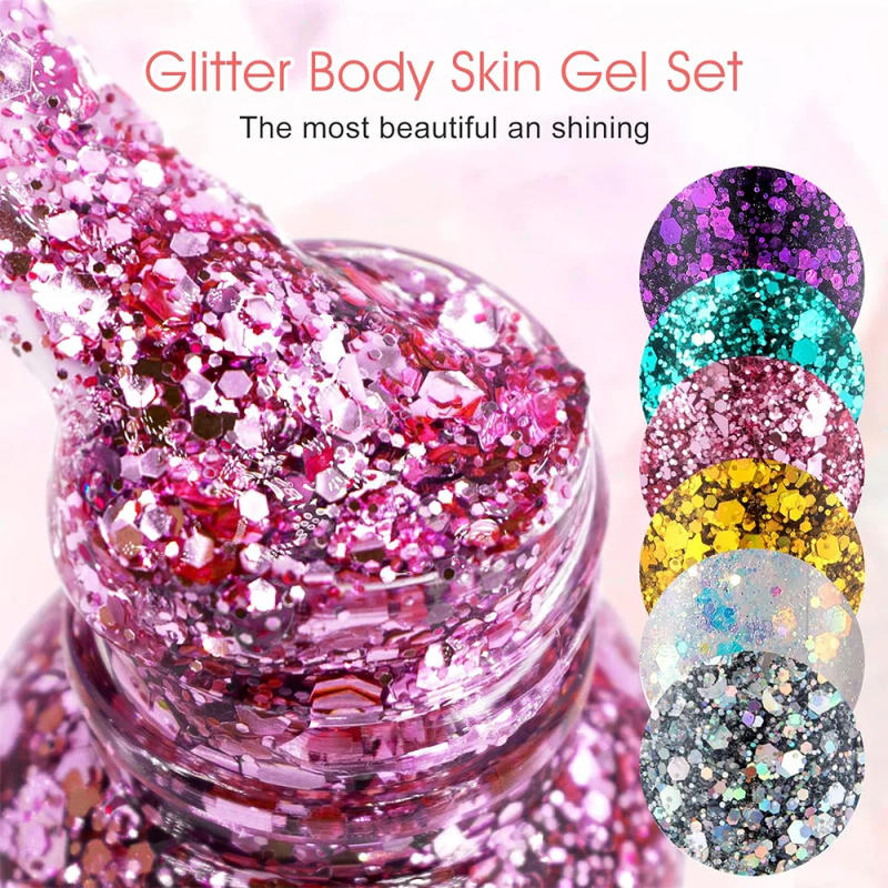 Description Picture 5 of item3 Bottles Glitter Makeup Face Hair Body Glitter Gel Lasting Sparkling Liquid Eye Shadow For Festival Party Glitter Bar Makeup
