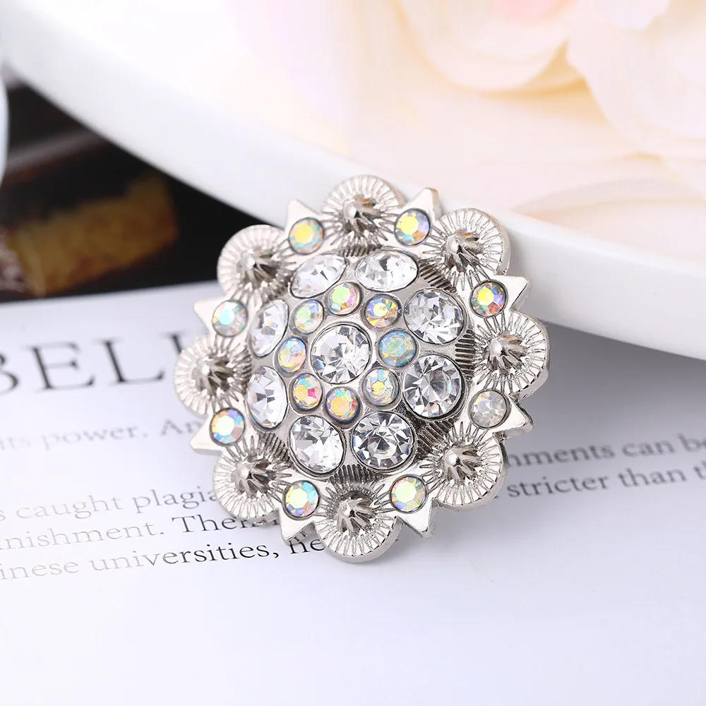 Description Picture 2 of itemColorful Rhinestone Conchos Buckle Metal Flower Crystal Leather Bag Belt Decorative Buttons Screw Back Leathercraft Accessories