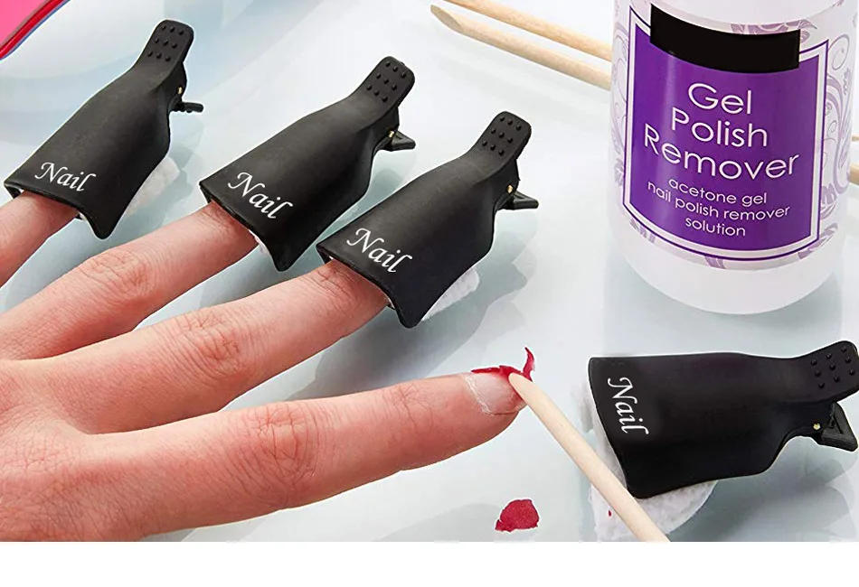 Description Picture 2 of item20pcs Nail Art Soak Off Cap UV Gel Polish Remover Wrap Plastic Manicure Nail Clips Cleaner Toenail and Finger Pedicure Tools